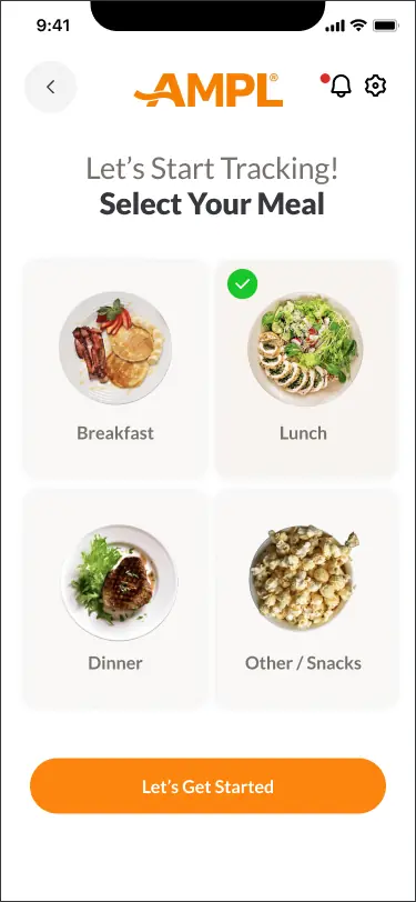 Select your meal · breakfast, lunch, dinner, snacks