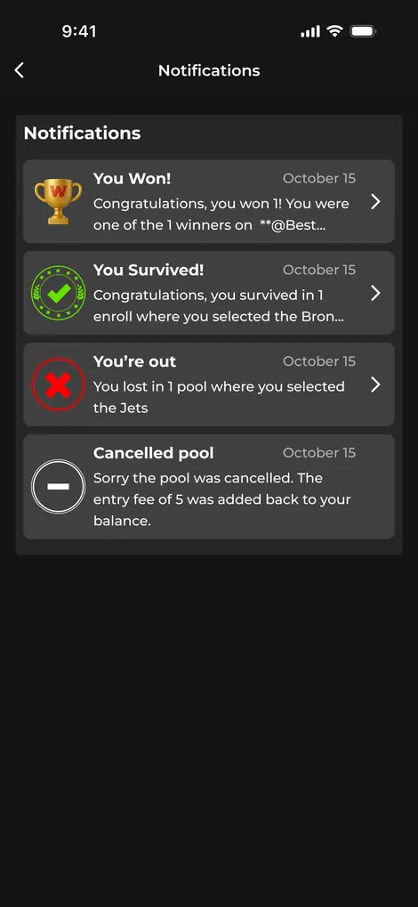 WinItAll notifications screen